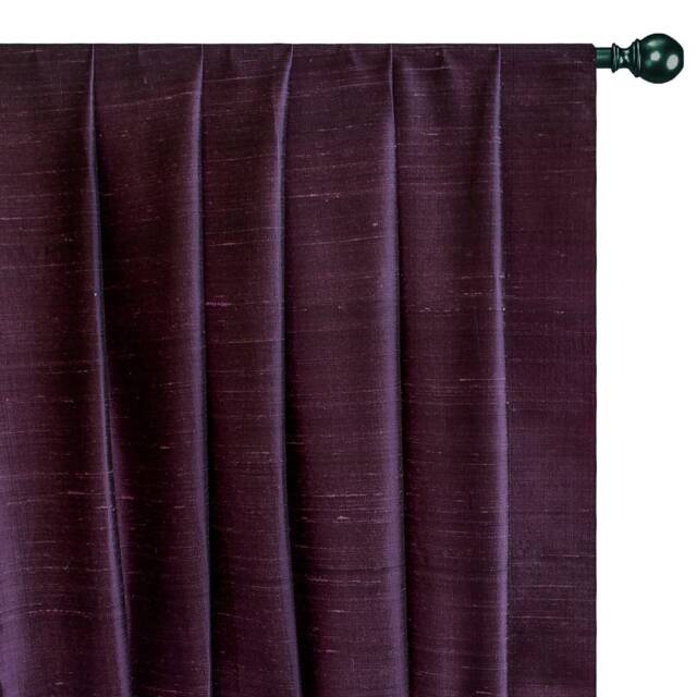 Dark Wine Silk Dupioni Curtain Panels - Rod Pocket, Grommet, Box Pleat, Three Pinch Tab Top & Plain Ring Top - image 1