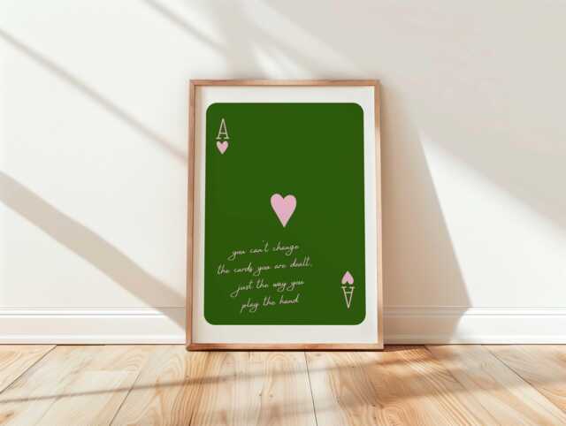The Cards That Are Dealt Ace Of Hearts Motivational Quote Print Elegant Inspirational Wall Art - image 1