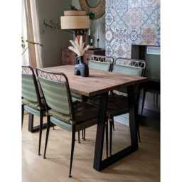 Reclaimed Dining Table With Black Trapezium Legs, Customisable Sizes & Finishes - thumbnail 2