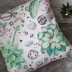Cactus Pillow Cover, Succulent Flower Space Planet Throw Pillow, Decorative Cushion Christmas Gift Idea - thumbnail 2