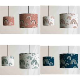 New Hq Kids Girls Room Rainbow & Hearts Pattern Lamp Shade Pendant Light On Four Different Patterns - thumbnail 3
