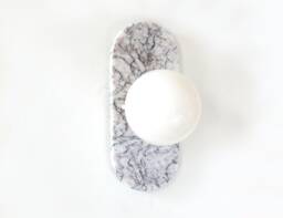 Lilac White Marble Oval Sconce Light Vanity & Opal Glass Globe Lamp Bathroom Fixture Kitchen