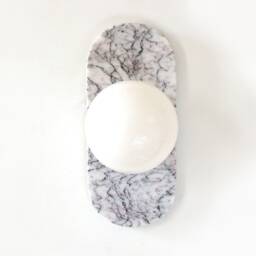 Lilac White Marble Oval Sconce Light Vanity & Opal Glass Globe Lamp Bathroom Fixture Kitchen - thumbnail 2