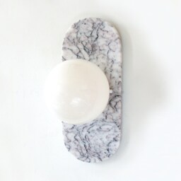 Lilac White Marble Oval Sconce Light Vanity & Opal Glass Globe Lamp Bathroom Fixture Kitchen - thumbnail 3