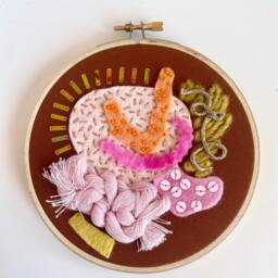 Sunshine- Abstract Embroidery Hoop Art Fibre Home Decor Wall Hanging Beading - thumbnail 2