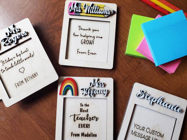 Personalized Sticky Note Pad Holder, Teacher Appreciation Gift, End Of School Year Custom Gifts, Desk Accessories - image 1