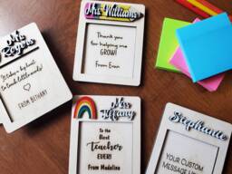 Personalized Sticky Note Pad Holder, Teacher Appreciation Gift, End Of School Year Custom Gifts, Desk Accessories - thumbnail 1