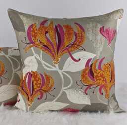 Lonicera Villa Nova Carmine Beige Orange Designer Fabric Handmade Cushion Cover Country Home Throw For Couch Sofa Statement - thumbnail 1