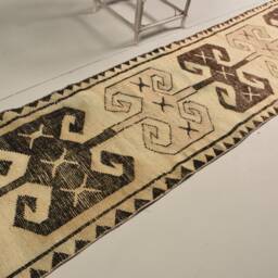 Oushak Rug, White Floor 3x10.8 Ft Area Turkish Rugs For Bedroom, Bohemian Living Room Vintage Turkey Indoor Rug - thumbnail 2
