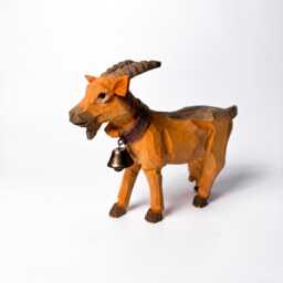 Whimsical Wooden Goat Carving With Bell Rustic Farmhouse Animal Decor Alpine Figurine Unique Birthday Gift - thumbnail 2