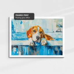 Beagle in Bath Tub Dog Bathroom Oil Painting Framed Poster Print Or Canvas Wall Decor Art Home Interior Gift For Lover - thumbnail 3