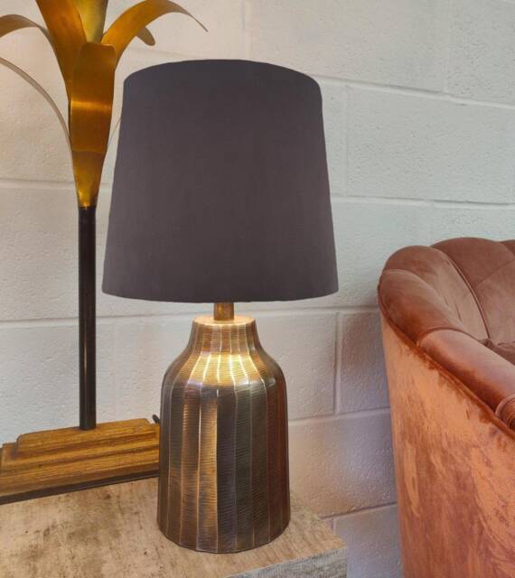 Charcoal French Drum Lampshade in Velvet - Choice Of Lining - image 1