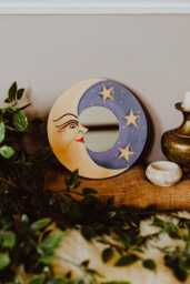 Celestial Moon Mirror - Boho Home Wall Decor Witchy Homeware Kitchen Dorm Decoration Bedroom Christmas Gift Stocking Filler - thumbnail 1