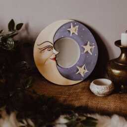Celestial Moon Mirror - Boho Home Wall Decor Witchy Homeware Kitchen Dorm Decoration Bedroom Christmas Gift Stocking Filler - thumbnail 2