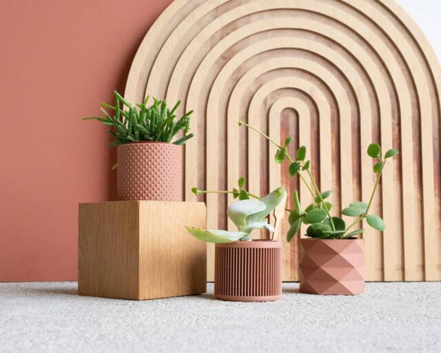 Set Of 3 Pink Terracotta Indoor Planters - image 1