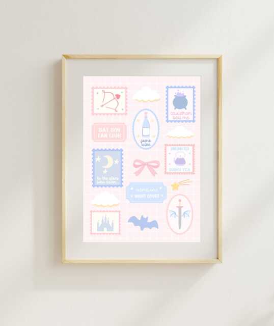 Bat Boys Stamp Art Print - Night Court Poster Romantasy Fantasy Reader - image 1