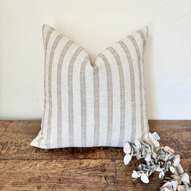 1725. Colthurst Brown/Grey Stripe Linen Blend Cushion Cover, Various Sizes - image 1