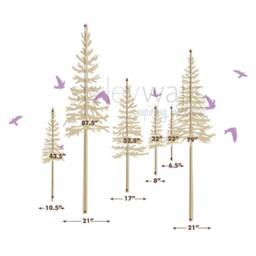 Pine Trees Wall Decal, Winter Forest Sticker, & Birds Decal Living Room Decor - thumbnail 3