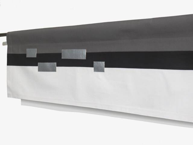 Modern Geometric Valance, Kitchen Grey White Black Silver Cotton Rod Pocket Curtain, Custom Color Block Valence For Window Topper - image 1