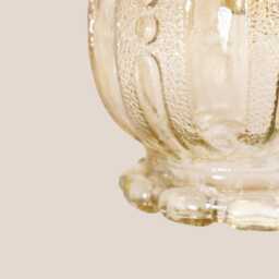 Breda Vintage Pendant Light Handcrafted Glass Lamp Textured Retro Ceiling Fixture Yugoslavia Gold Brass - thumbnail 2