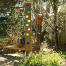 Garden Sculpture Made Of Wood & Glass. A Unique, Handmade, Weatherproof Garden Decoration - thumbnail 2