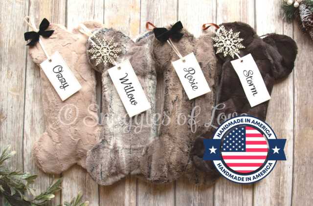 Personalized Fur Pet Christmas Stocking Dog Bone Stocking With Embroidered Name Tag - image 1
