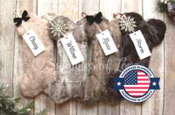 Personalized Fur Pet Christmas Stocking Dog Bone Stocking With Embroidered Name Tag - thumbnail 1