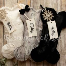 Personalized Fur Pet Christmas Stocking Dog Bone Stocking With Embroidered Name Tag - thumbnail 2