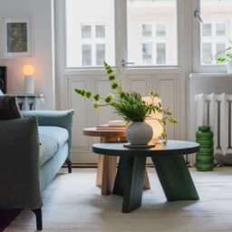 Round Oak Coffee Table - Solid Wood Handmade Design Natural Minimalism For Living Room Or Small Spaces - thumbnail 4