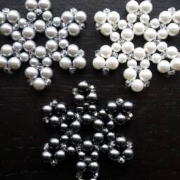 Modern Christmas Tree Ornament Large White Pearl Beaded Snowflake Crystal Star Folk Christmas Decor Holiday Decoration - thumbnail 4