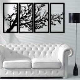3D Acrylic Tree Wall Art Modern Home Decor, Four Panel View With Fixings - thumbnail 2