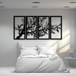 3D Acrylic Tree Wall Art Modern Home Decor, Four Panel View With Fixings - thumbnail 3