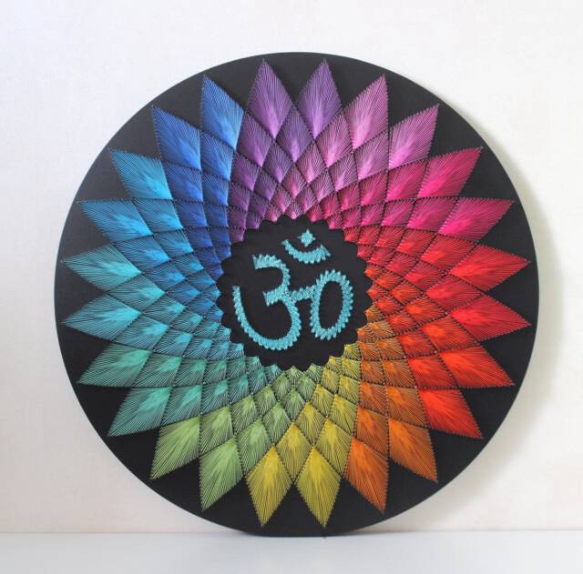 string Art Mandala Om Sahasrara , Sacred Geometry Home, Meditation, Wall Decor 3D , Spiritual Yoga Art, Best Interior Design New Age - image 1