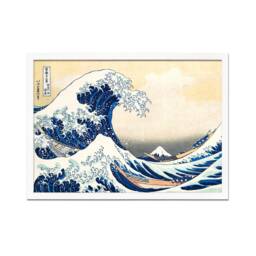 Japanese Art Hokusai Kanagawa Wave Print Poster Woodblock Ukiyo-E Framed Mounted Wall Mount Fuji Beautiful Tattoo Japan Calligraphy A2 Large - thumbnail 2