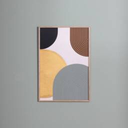 Arcline2 Pastel Wood Wall Art - Geometric Painting Voluminous Decor Khaki 3D - thumbnail 2