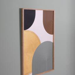 Arcline2 Pastel Wood Wall Art - Geometric Painting Voluminous Decor Khaki 3D - thumbnail 3