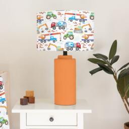 Colourful Construction Vehicles Lampshade, Nursery Bedroom Decor, Drum Ceiling & Lamp Light - thumbnail 2