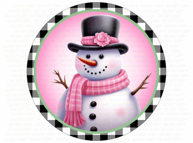 Let It Snow Wreath Sign, Christmas Snowman Pink Snowman, Xmas Let Pink, & Mint - image 1