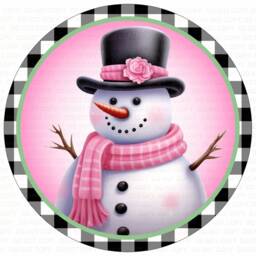 Let It Snow Wreath Sign, Christmas Snowman Pink Snowman, Xmas Let Pink, & Mint - thumbnail 3