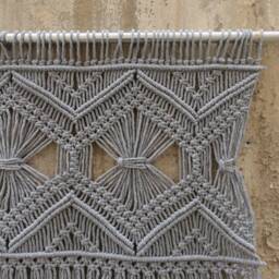 Gray Macrame Wall Hanging, Bedroom Tapestry, Boho Art - thumbnail 2