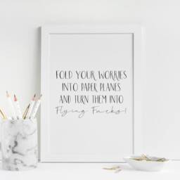Paper Plane Print Funny Motivational Quote Wall Art - Unframed - thumbnail 3