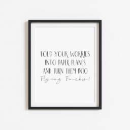 Paper Plane Print Funny Motivational Quote Wall Art - Unframed - thumbnail 2