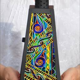 Celtic Knot Candle Lantern, Stained Glass Garden Sun Catcher, Welsh Irish Scottish Art, Eternity Knots in Rich Colour, Window Ornament - thumbnail 2