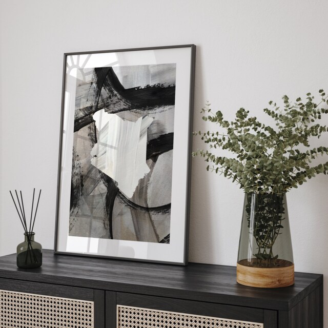 Kenya Map - Black & Grey Abstract Painting Of Wall Art Print Traval Poster - image 1