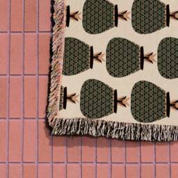 Art Deco Pineapple Fruit Print Woven Cotton Blankets - thumbnail 1