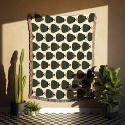 Art Deco Pineapple Fruit Print Woven Cotton Blankets - thumbnail 3