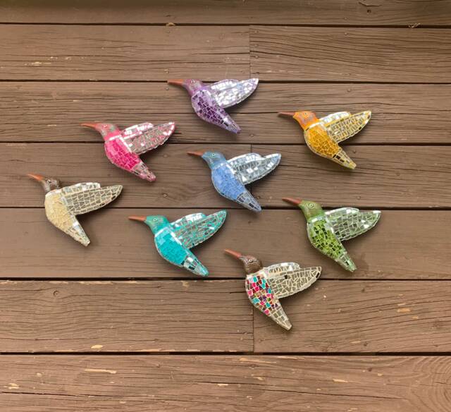 Mosaic Hummingbird, Ceramic Hummingbird, Wall Hanging Hummingbird, Garden Wall Art, Housewarming Hummingbird Art, Ceramic Art - image 1