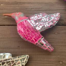 Mosaic Hummingbird, Ceramic Hummingbird, Wall Hanging Hummingbird, Garden Wall Art, Housewarming Hummingbird Art, Ceramic Art - thumbnail 3