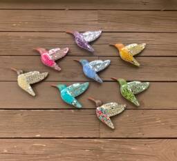 Mosaic Hummingbird, Ceramic Hummingbird, Wall Hanging Hummingbird, Garden Wall Art, Housewarming Hummingbird Art, Ceramic Art - thumbnail 1