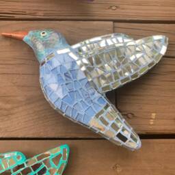 Mosaic Hummingbird, Ceramic Hummingbird, Wall Hanging Hummingbird, Garden Wall Art, Housewarming Hummingbird Art, Ceramic Art - thumbnail 4